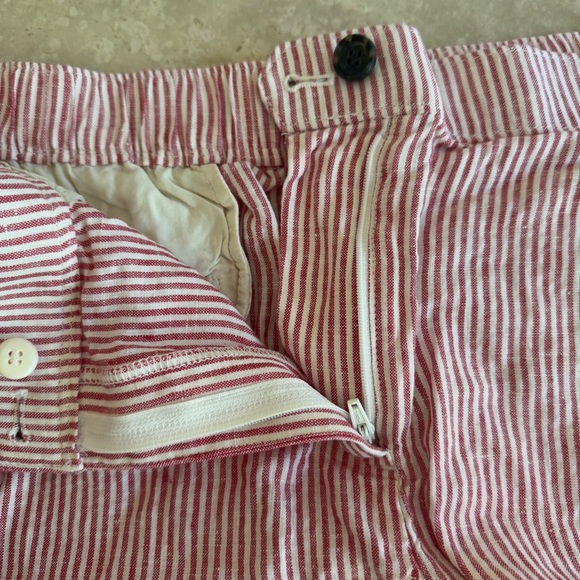 J Crew 3 Inch Harbor Short Red Striped Linen Womens Size L - Picture 12 of 14